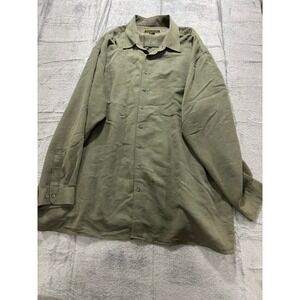 George Foreman Button Down Shirt Mens 4XLT Tall Green Rayon Blend Dress Shirt